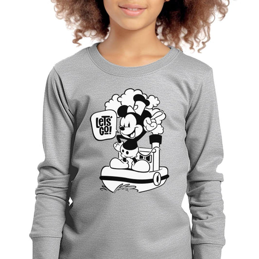Let's Go! Youth Long Sleeve Tee - Steamboat Willie World