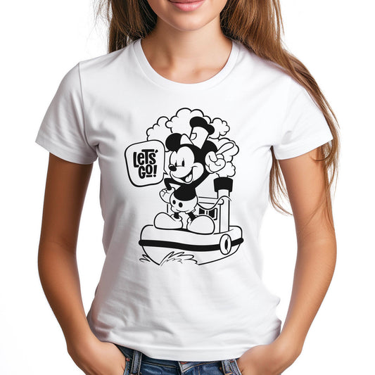 Let's Go! Women's Fitted Tee - Steamboat Willie World