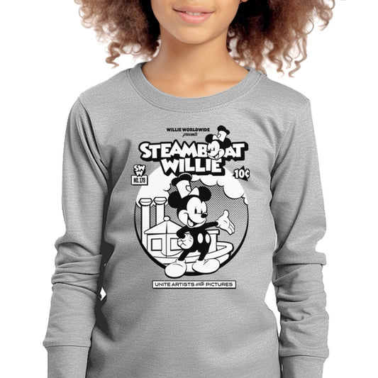 Welcome to My World! Youth Long Sleeve Tee - Steamboat Willie World