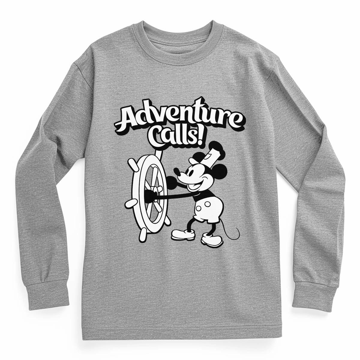 Adventure Calls! Youth Long Sleeve Tee - Steamboat Willie World