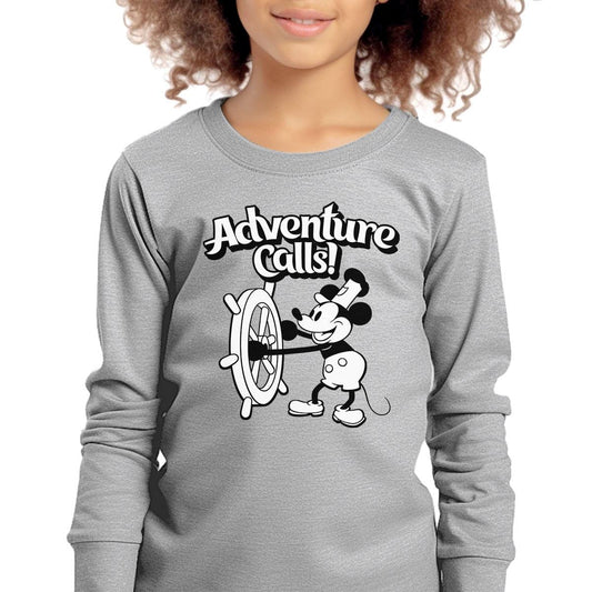 Adventure Calls! Youth Long Sleeve Tee - Steamboat Willie World