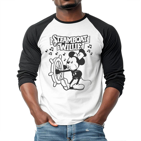 Willie Symphony 3/4 Sleeve Raglan Shirt - Steamboat Willie World