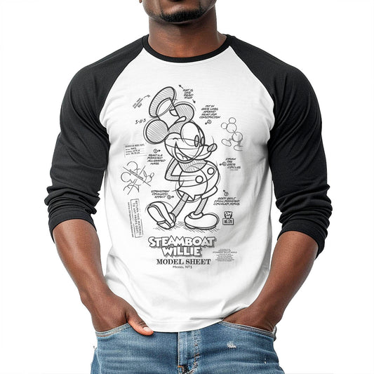 Build Character! 3/4 Sleeve Raglan Shirt - Steamboat Willie World