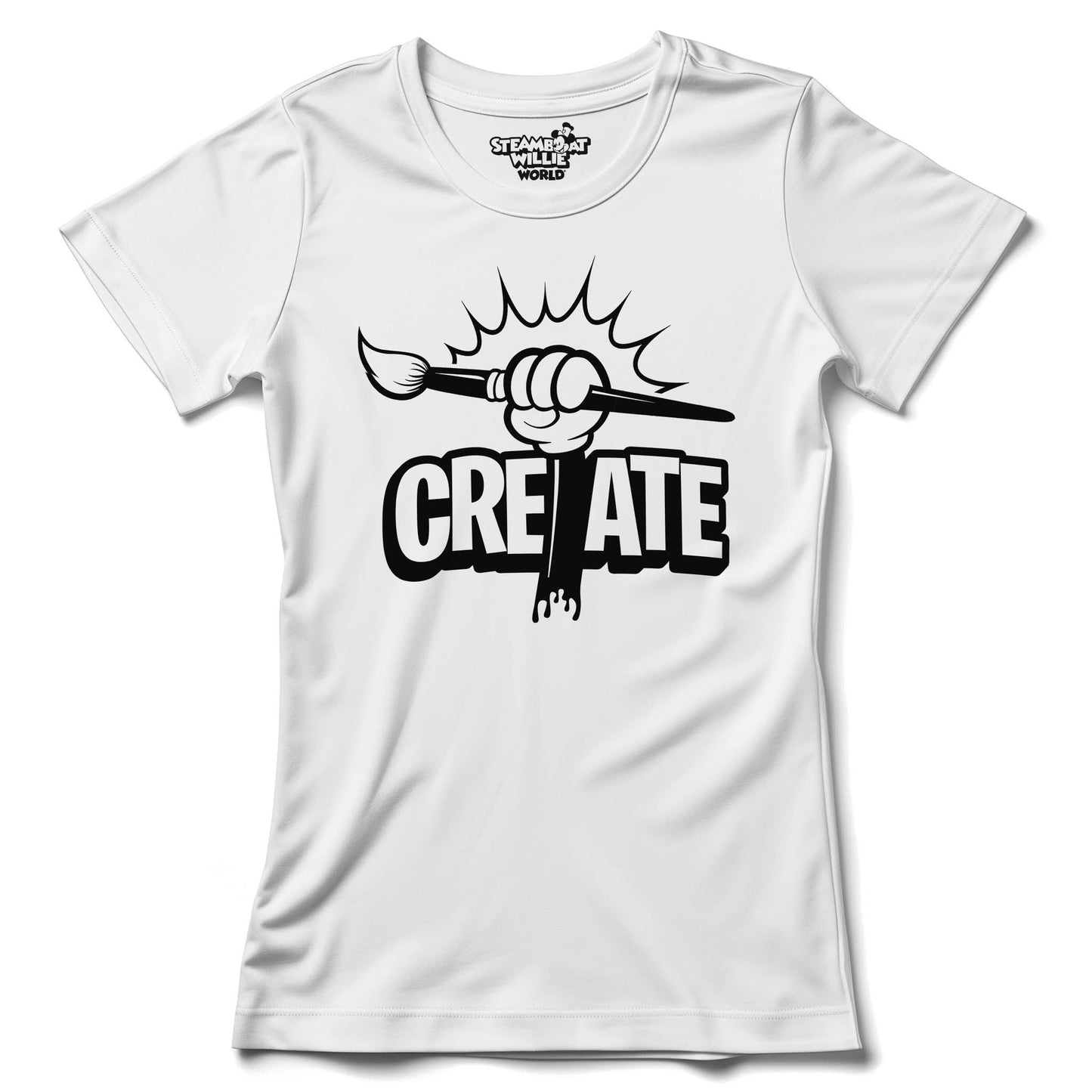 Create! Women's Fitted Tee - Steamboat Willie World