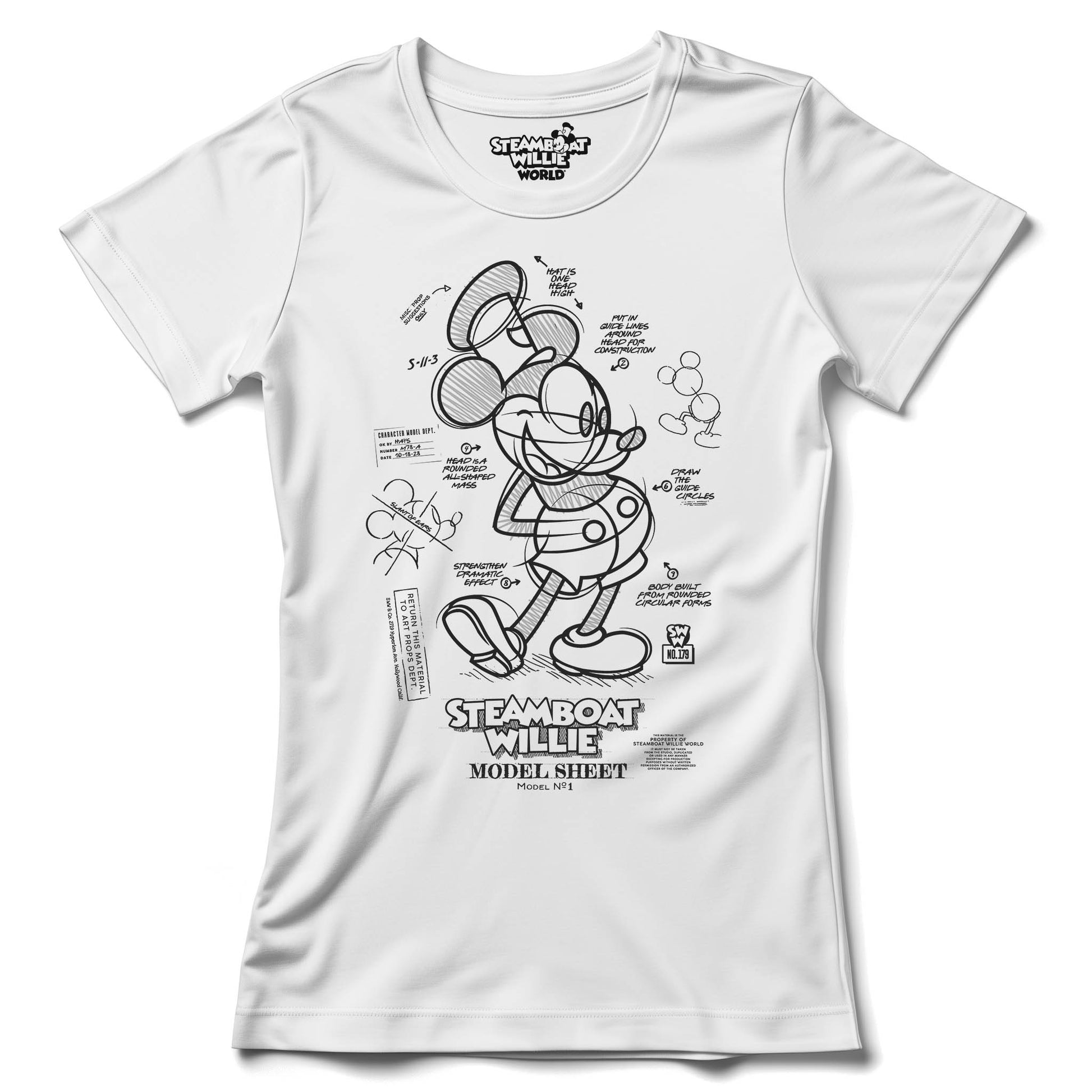 Build Character! Women's Fitted Tee - Steamboat Willie World