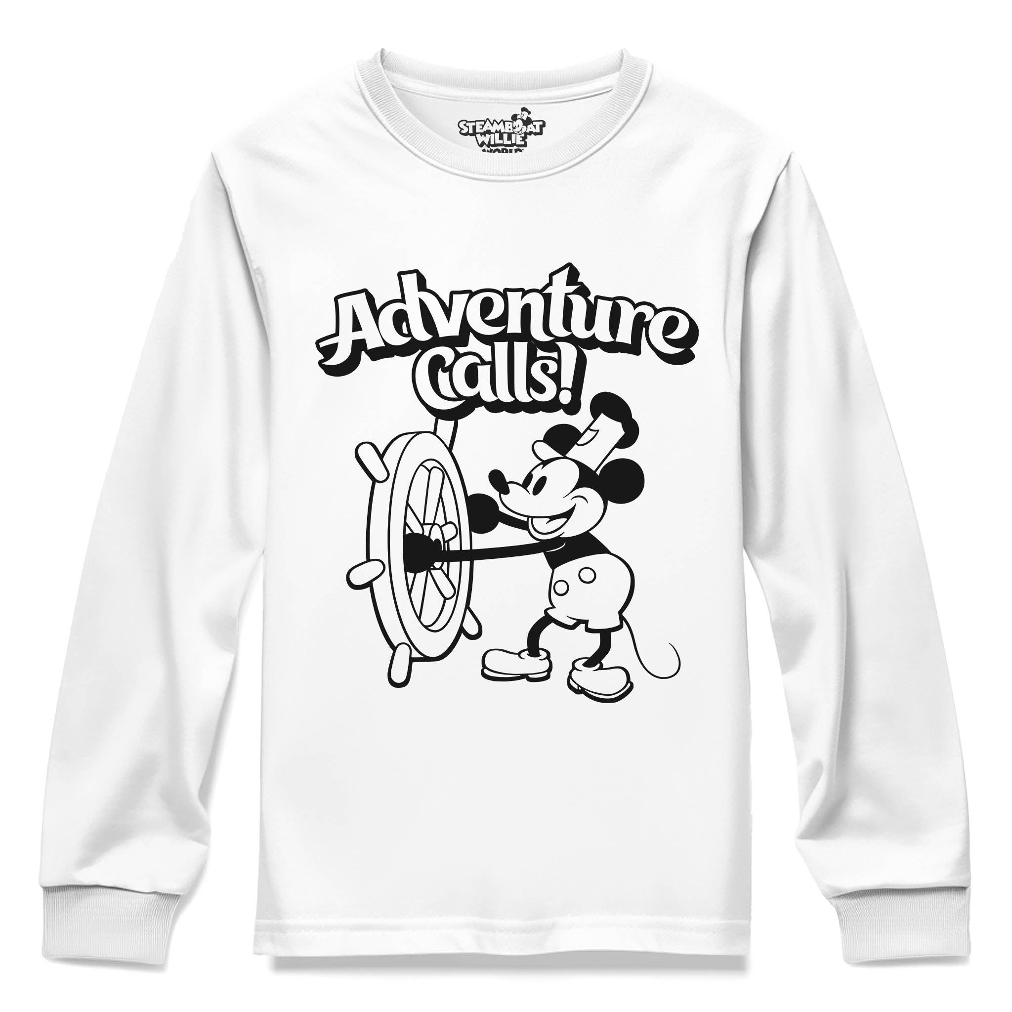 Adventure Calls! Youth Long Sleeve Tee - Steamboat Willie World