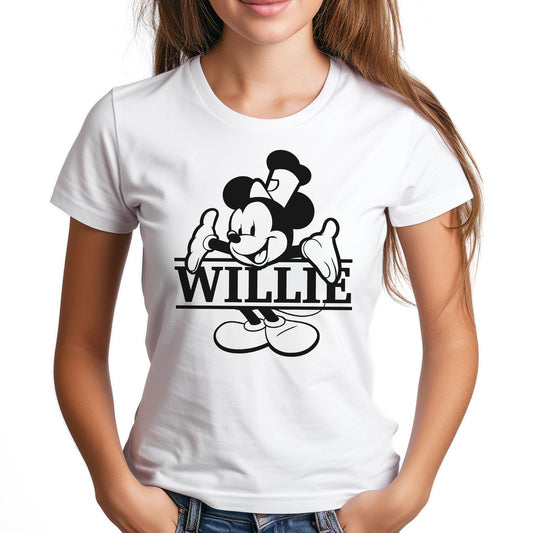 What's My Name? Women's Fitted Tee - Steamboat Willie World