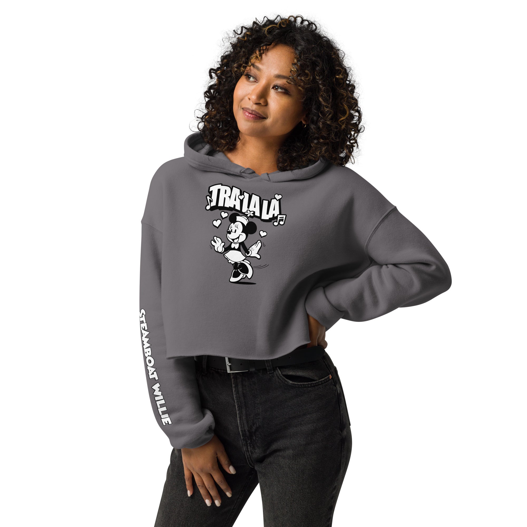 Tra-La-La! Crop Hoodie - Steamboat Willie World