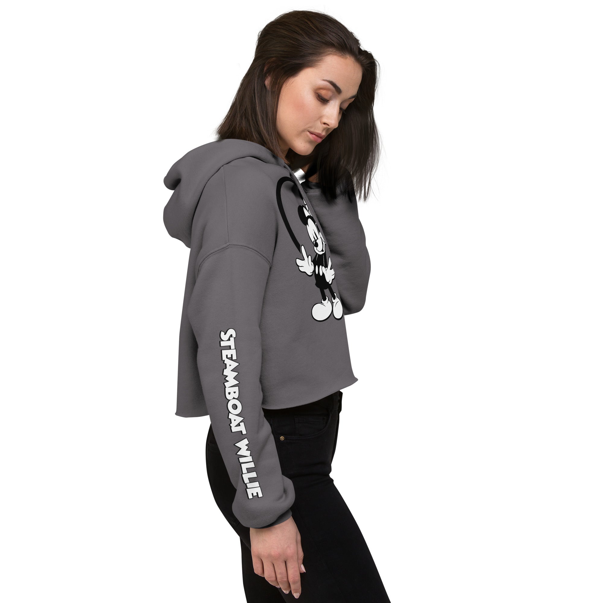 Kisses! Crop Hoodie - Steamboat Willie World